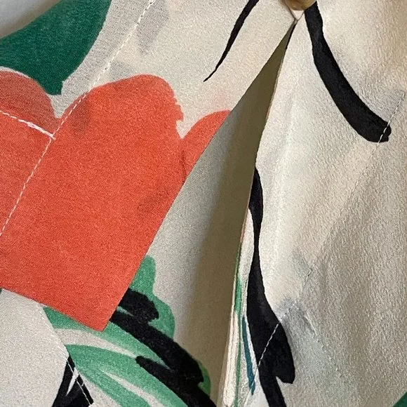 NWT Women's Leifsdottir 100% Silk Coral Floral Print Top Size 12 - Picture 6 of 8